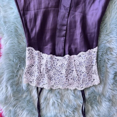 Brown Satin Nightdress with Lace