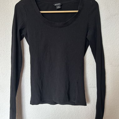 Monki black ribbed long sleeve top S