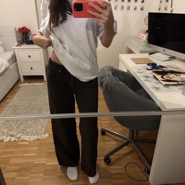 Jeans a vita bassa marrone scuro
