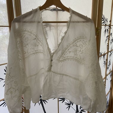 White embroidered Zara blouse
