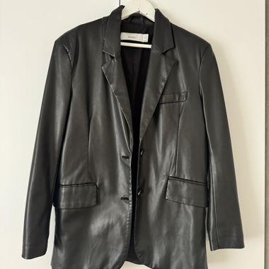 Bershka leather blazer black