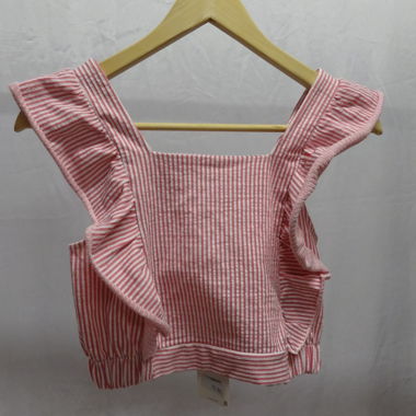 ZARA gestreiftes Crop Top mit Rüschen