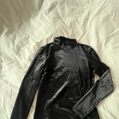 Glitzer-Samt Rollkragenpullover
