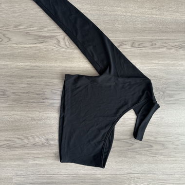 Asymmetric one-sleeve black top 