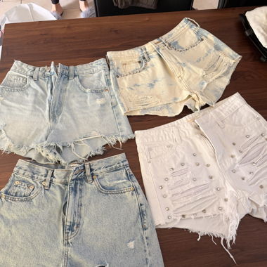 Set di Shorts in denim effetto vissuto