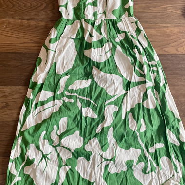 Green White Linen Dress
