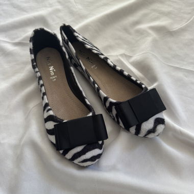Zebra Ballet Flats with Bow