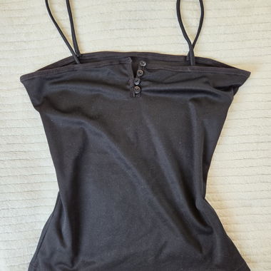 Black spaghetti strap/ offshoulder top