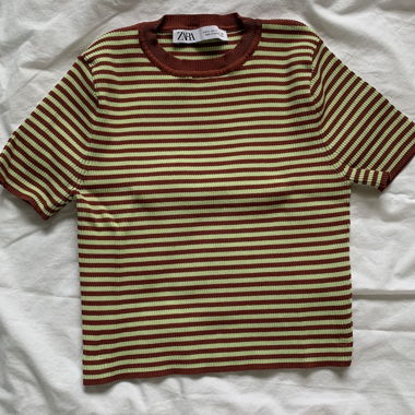 ZARA striped shirt – brown & light green