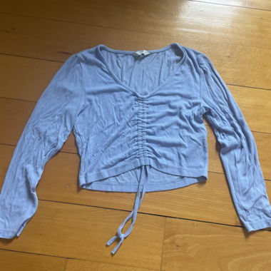 Light Blue Long-Sleeve Crop Top