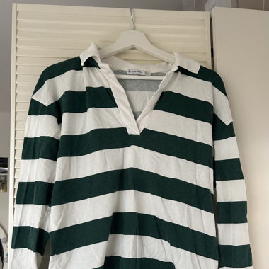 stradivarius top with white/green stripes
