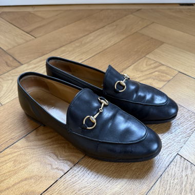 Mocassini Gucci in pelle nera con horsebit 37.5