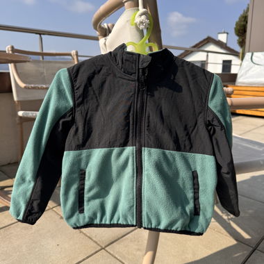 Kinder-Fleecejacke türkis/schwarz gr 98-104