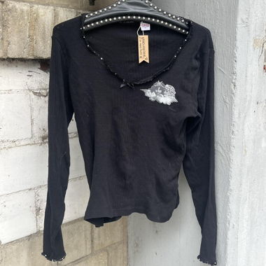 y2k vintage fiorucci angel print longsleeve top