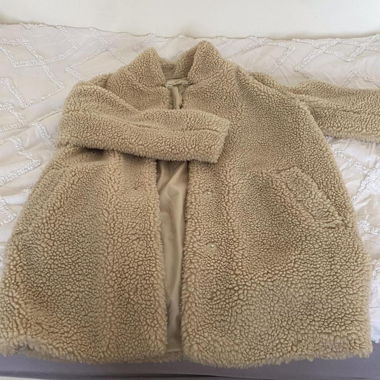 Veste teddy, veste en fausse fourrure, veste crème H&M