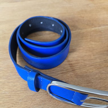 Bright Blue Anna Field Belt with Silver Buckle