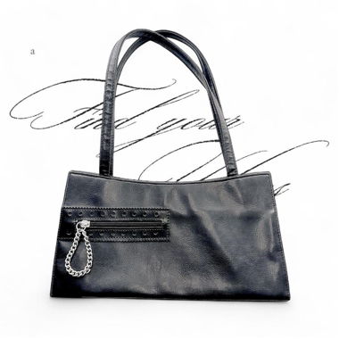 Sac bandoulière baguette en simili cuir noir