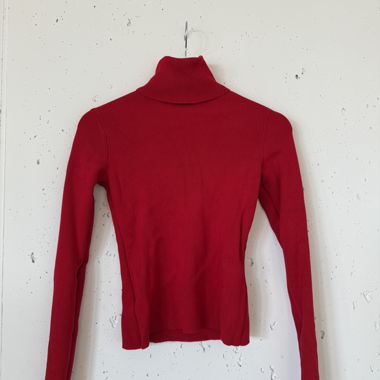 Red turtleneck sweater