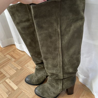 Olive Green Suede Boots