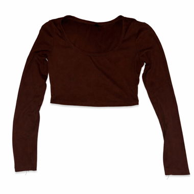 Top corto marrone a maniche lunghe
