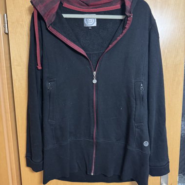 Black hooded jacket with zipper