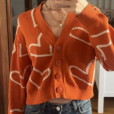 orange heart cardigan