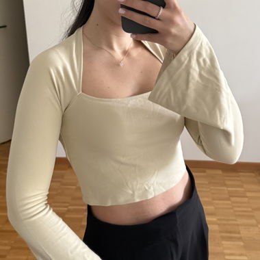 NA-KD Crop Top beige, Taille S