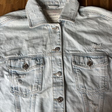 Veste en jean courte à délavage clair