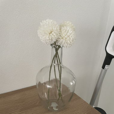 glass vase with flowers / vase avec des fleur