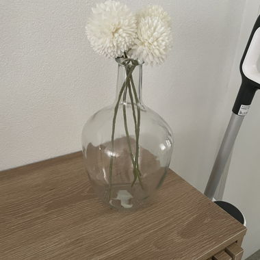 glass vase with flowers / vase avec des fleur