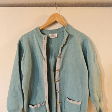 Green Turquoise wool vintage cardigan size small