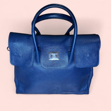 Navy leather workbag