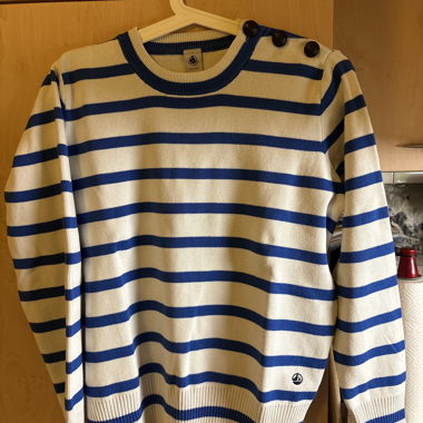 Maglione di cotone a righe marine