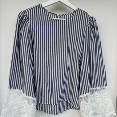 Camicia a righe con maniche in pizzo Taglia S/36
