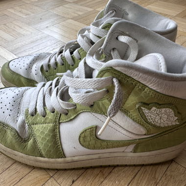 Scarpe retrò Air Jordan 1 Mid verde/bianco - usate