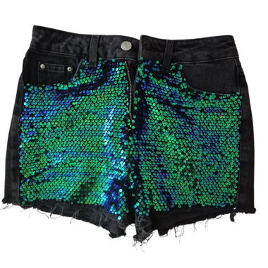 Black denim shorts with sequins Size 6