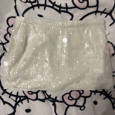 gonna glitter bianca con pantaloncini integrati