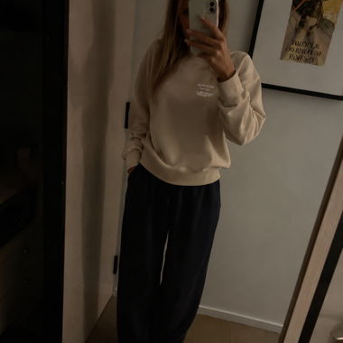 Pull en sweat beige