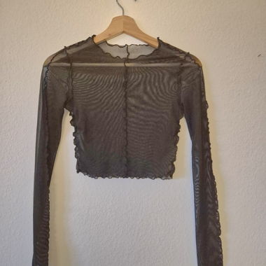 Monki black sheer crop top