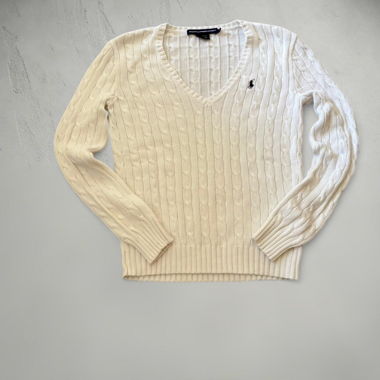 Pull en maille blanc Ralph Lauren