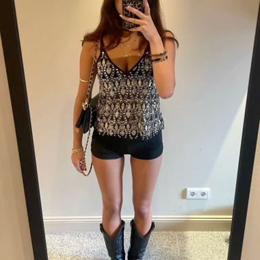 Sequin Top with Straps