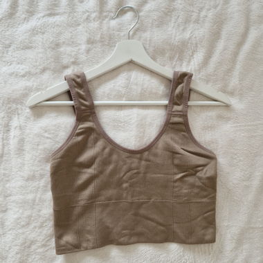 Sporttop, braun, elastisch, ohne Brustpads