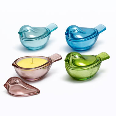 Glaskerzen in Vogelform Set (4 Stück)