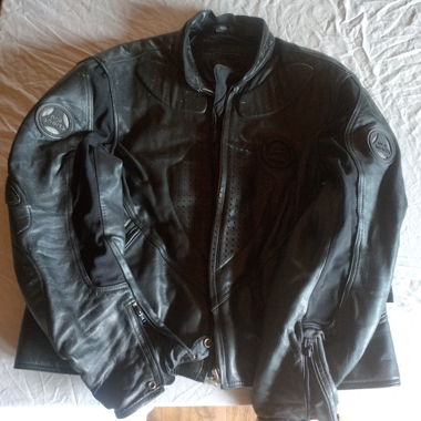 Black leather motorcycle jacket pro sports