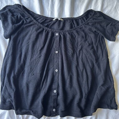 Black Carmen Blouse with Button Placket