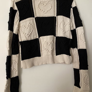 Black and white knit sweater