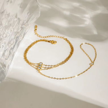 Bracciale elegante con anello, catena da mano in stile di lusso