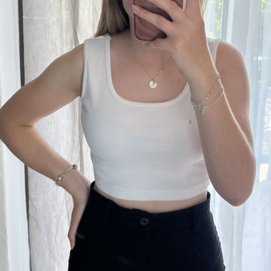 White Cropped Top
