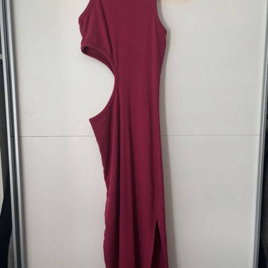 Pink/Burgundy cut-out ribbed maxi dress