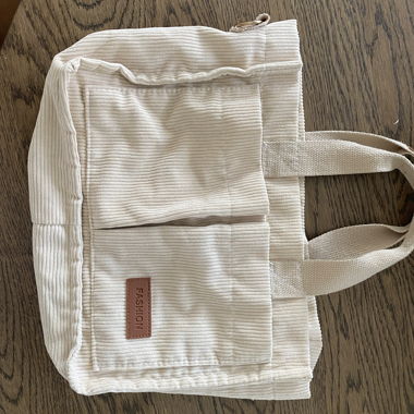 Borsa tote in corduroy beige